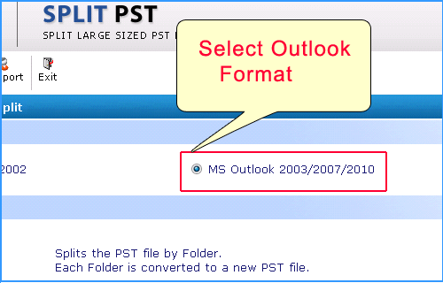 Select Outlook Format