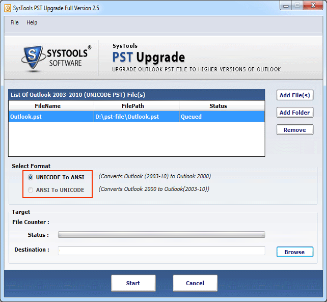 Select PST Options